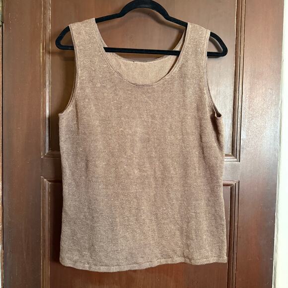 LAFAYETTE 148 New York Brown Linen Cotton Inox Long Line Twin set Sweater Large - Picture 7 of 9